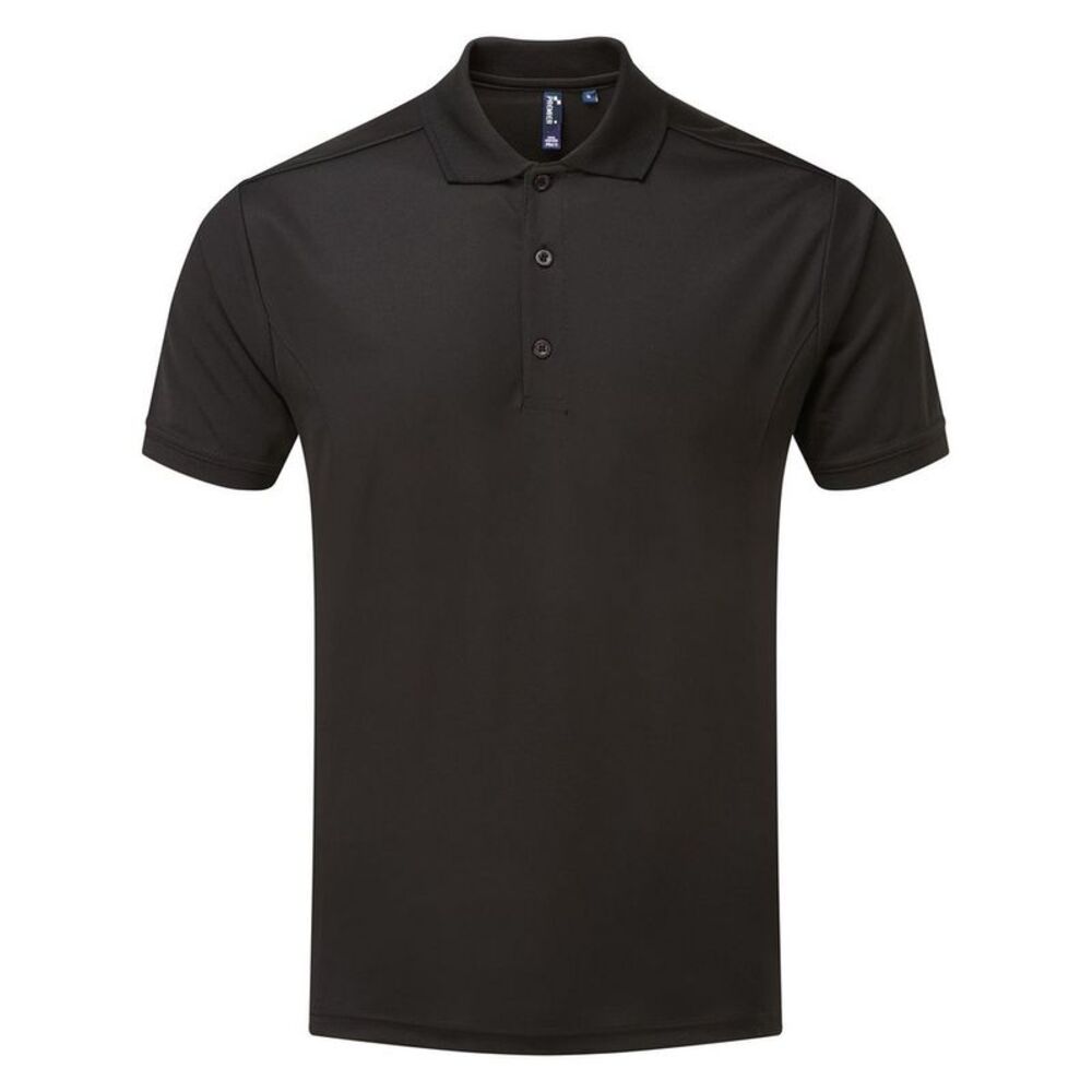 Premier Mens Coolchecker Pique Polo Shirt / Black